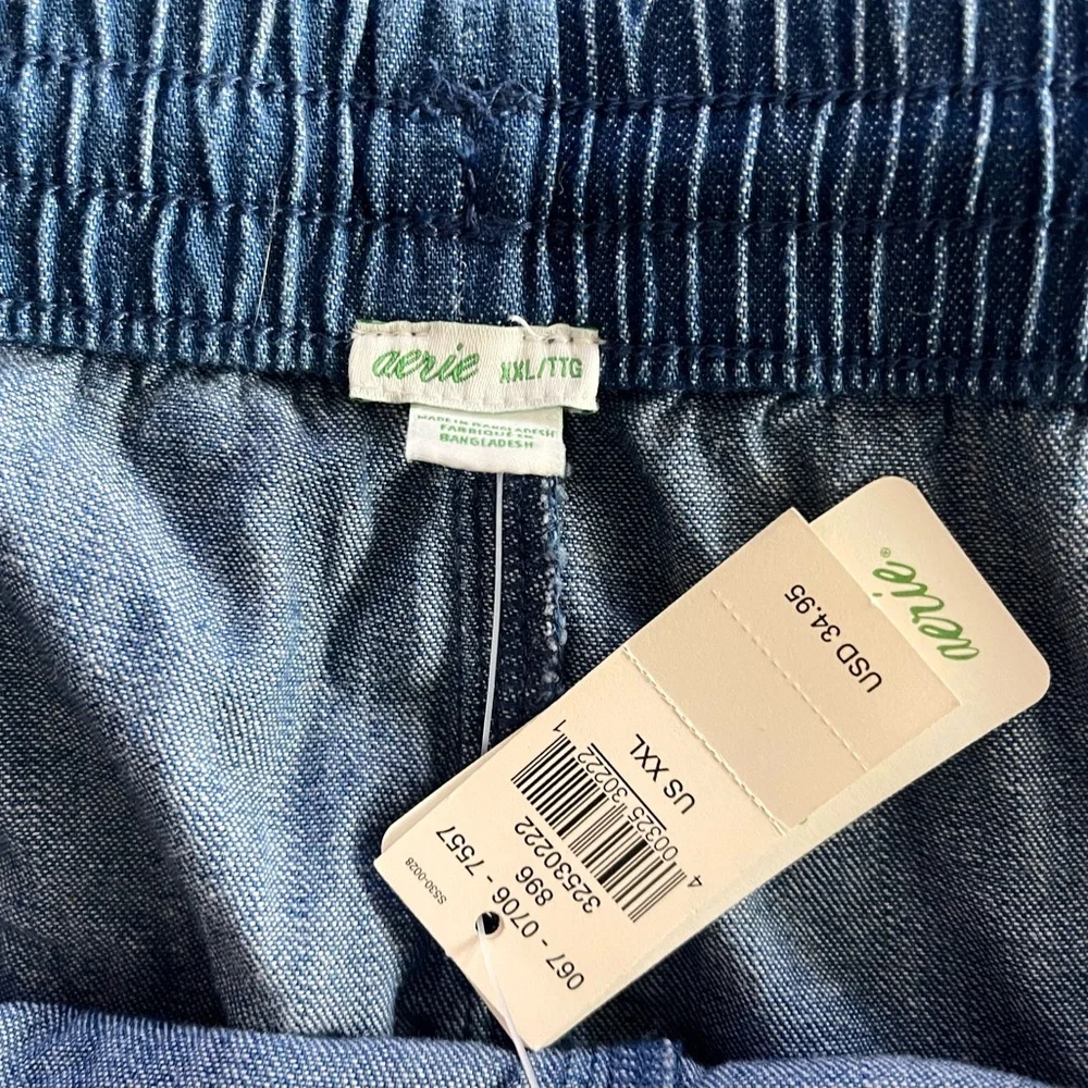 Aerie Drawstring Pull On Blue Denim Short